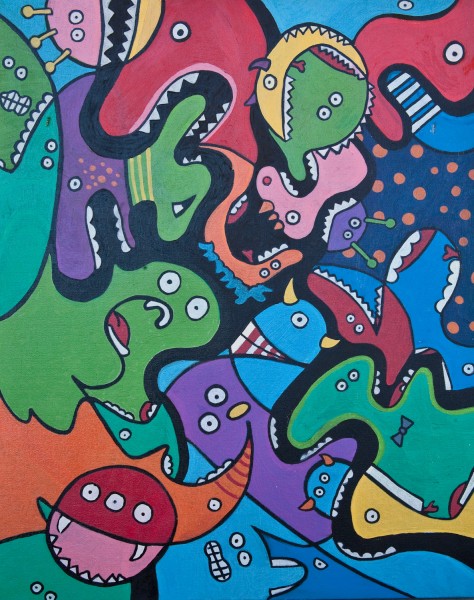 monsters eating monsters (acrylic on canvas)